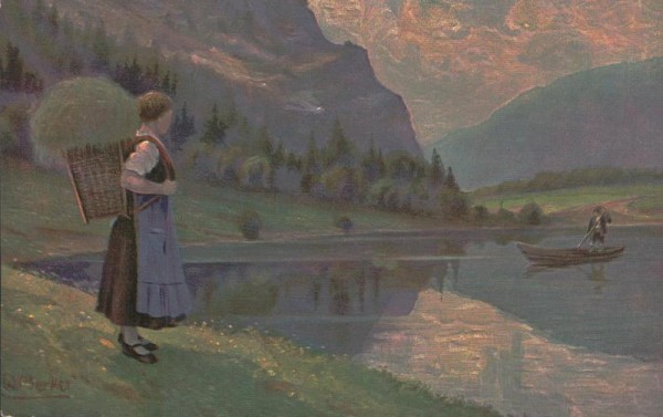 W. Merker, Frau am See Vorderseite