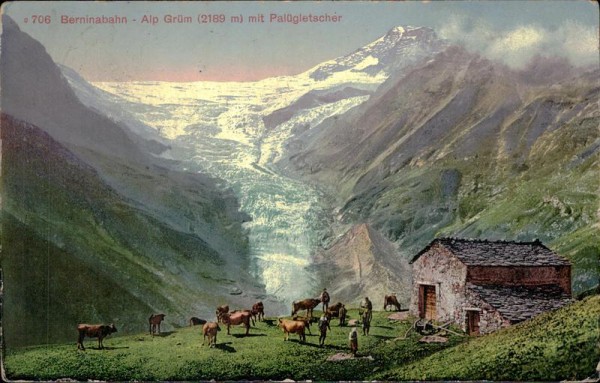 Berninabahn - Alp Grüm mit Palügletscher Vorderseite