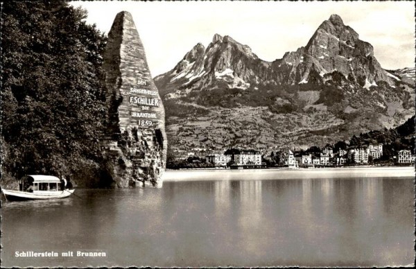 Schillerstein mit Brunnen Vorderseite