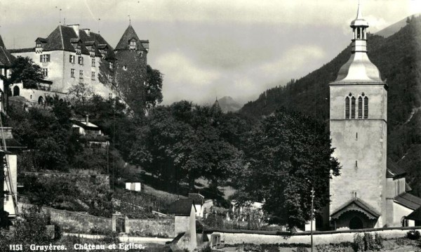 Gruyères,Cchateau et Eglise Vorderseite