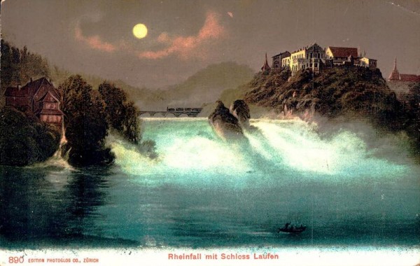 Rheinfall mit Schloss Laufen. 1908 Vorderseite