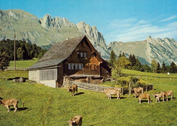 Bergheimet am Gamserberg gegen den Alpstein Vorderseite