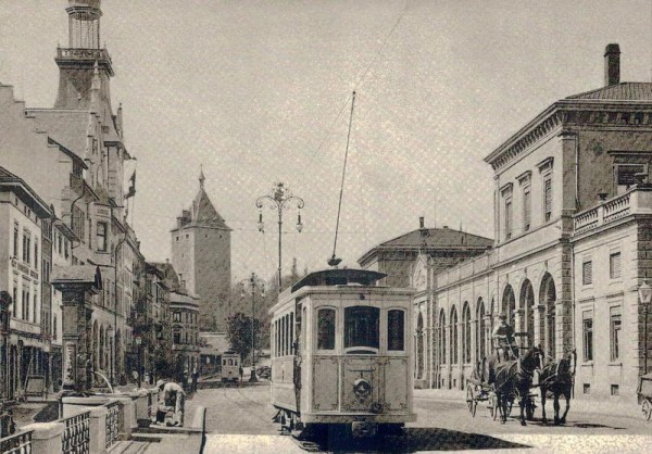 Schaffhausen, Motorwagen Ce 2/2 Nr. 1, Postkartenbuch "Bus & Bahn in alten Ansichten" Vorderseite