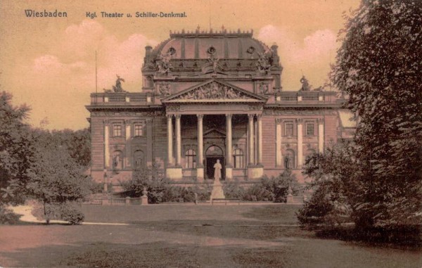 Wiesbaden - kgl. Theater u. Schiller - Denkmal Vorderseite