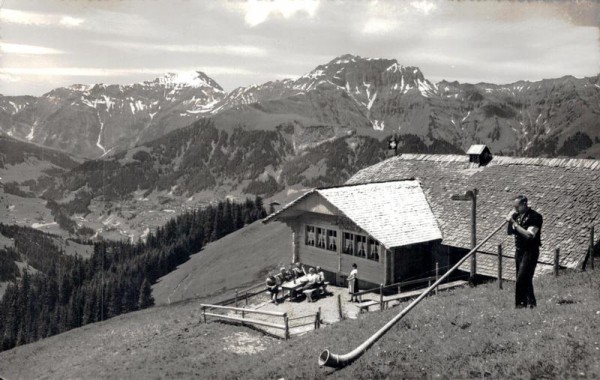 Bonderalp, Blick auf Adelboden, Albristhorn u. Gsür. Vorderseite