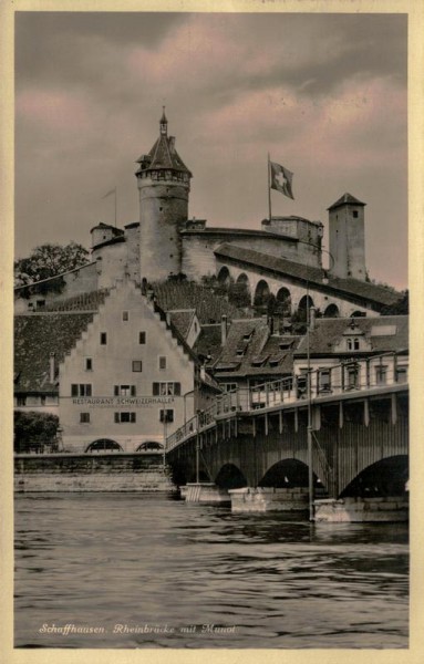 Schaffhausen - Rheinbrücke mit Munot Vorderseite