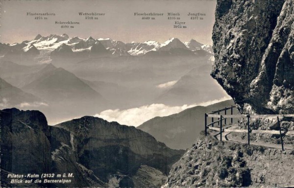 Pilatus-Kulm. Blick auf die Berneralpen. 1946 Vorderseite