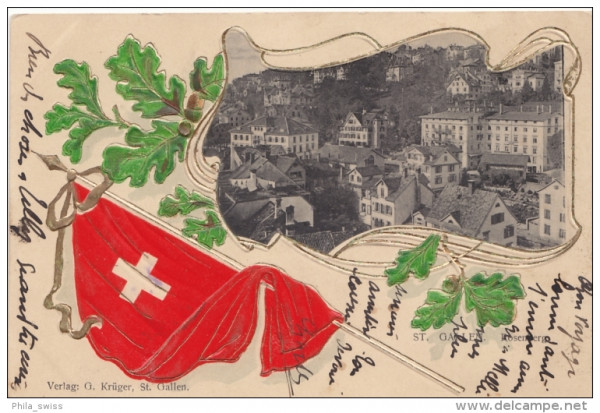 St. Gallen Rosenberg - Präge/Relief-Karte