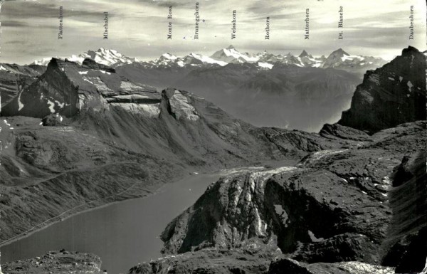Blick auf Walliseralpen und Daubensee, Felsenhorn und Rote Kumme Vorderseite
