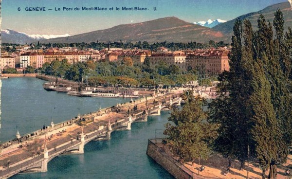 Genève. Le Pont du Mont-Blanc et le Mont-Blanc Vorderseite