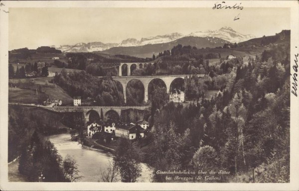 St. Gallen, Bruggen, Eisenbahnbrücken über die Sitter Vorderseite