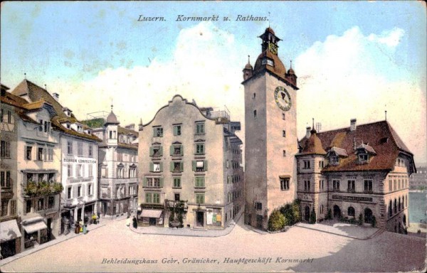 Luzern. Kornmarkt und Rathaus Vorderseite