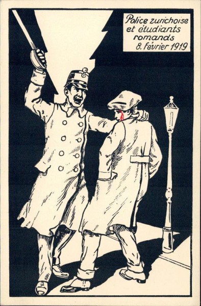 Police zurichoise et étudiants romands 1919 Vorderseite