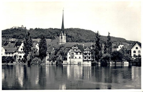 Kloster St. Georgen, Stein am Rhein, im Hintergrund die Burg Hohenklingen Vorderseite