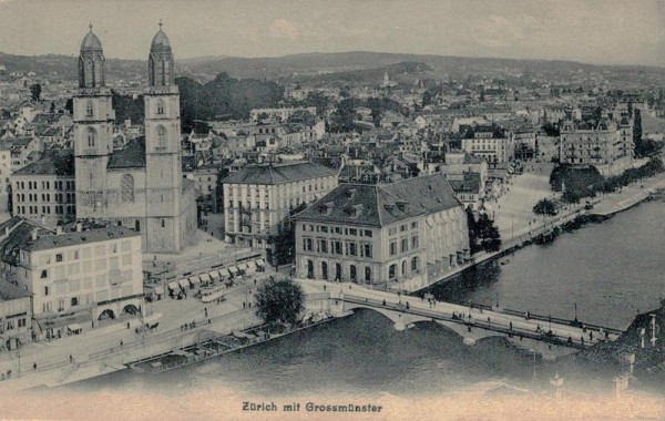 Zürich mit Grossmünster Vorderseite