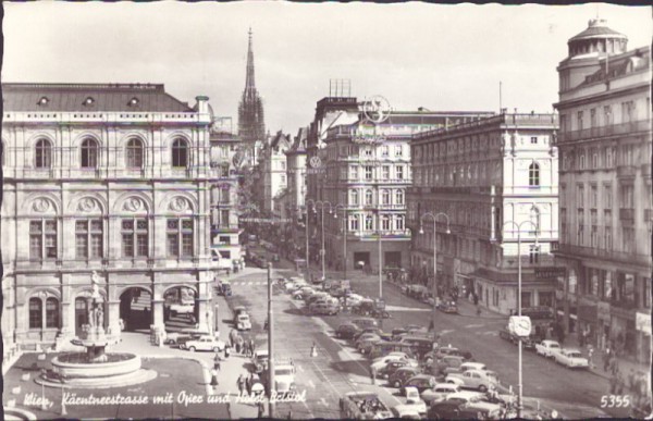 Kärntenerstrasse mit Oper und Hotel Bristol, Wien