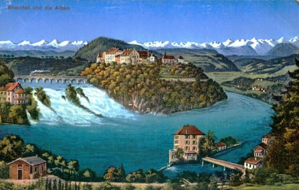 Rheinfall und die Alpen Vorderseite