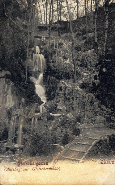 Gletschergarten Luzern, Aufstieg zur Gletschermühle Vorderseite