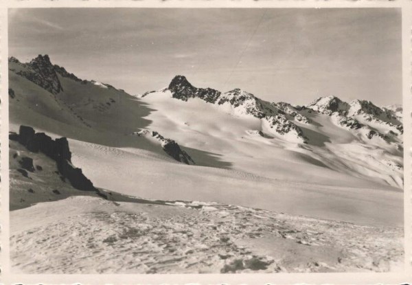 Davos. Blick von der Fuorcla-Sarsura auf den Grialetsch-Gletscher & Vadret-Gruppe Vorderseite