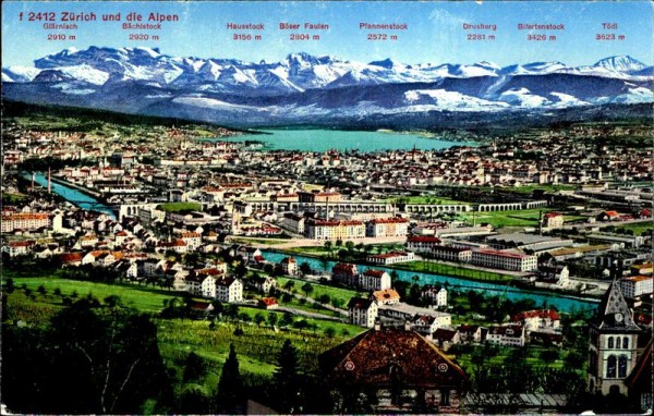 Zürich und die Alpen Vorderseite