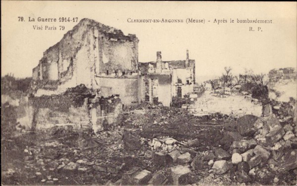 Clermont-en-Argonne, après le bombardement