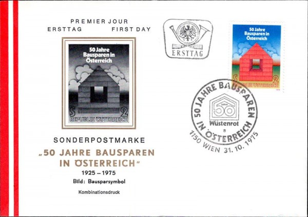 50 Jahre Bausparen in Österreich 1925-1975 Vorderseite
