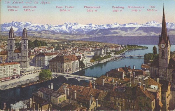 Zürich und die Alpen Vorderseite