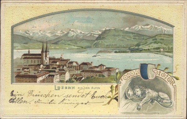 Luzern mit den Alpen Vorderseite