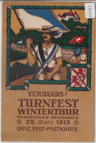Verbands-Turnfest Winterthur 1913 Pflanzschule-Geiselweid - Offiz. Fest-Postkarte