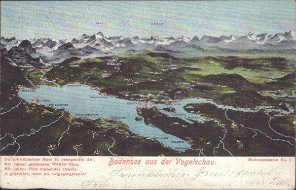 Bodensee aus der Vogelschau Vorderseite