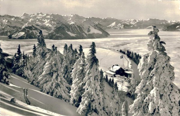 Rigi-Staffelhöhe Hotel und Pension Edelweiss, Blick auf Berneralpen Vorderseite