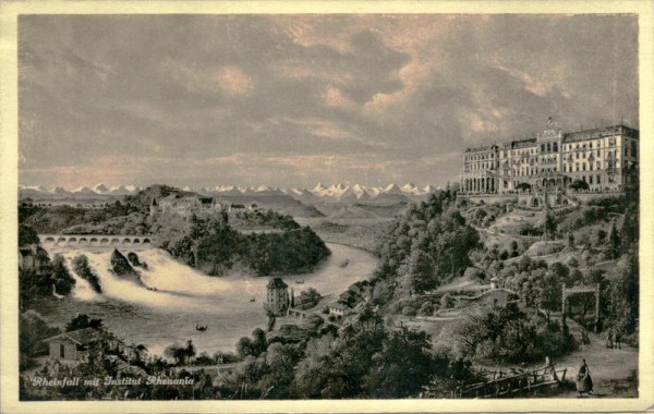 Rheinfall mit Institut rheinania Vorderseite