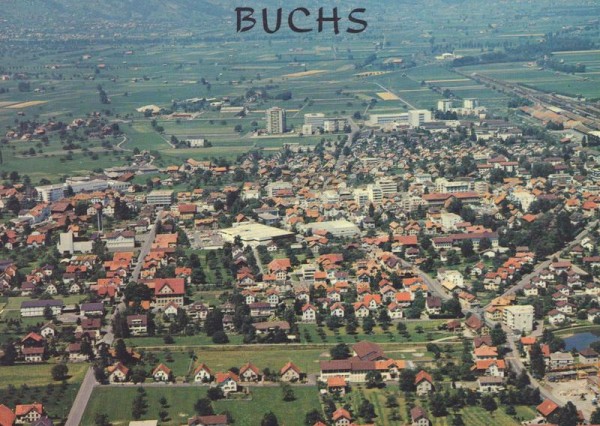 Buchs SG im Rheintal (Schweiz)  -  Flugaufnahmen Vorderseite