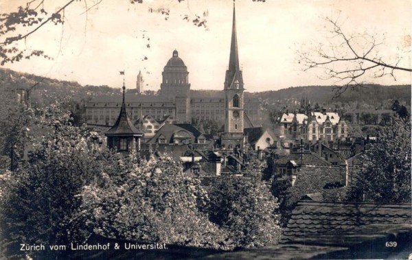 Zürich vom Lindenhof & Universität. 1948  Vorderseite