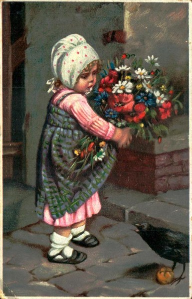 Mädchen mit Blumenstraus Vorderseite