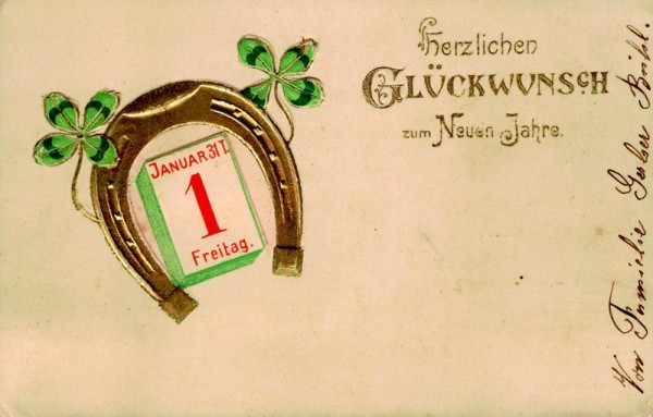 herzlichen Glückwunsch zum Neuen Jahre Vorderseite