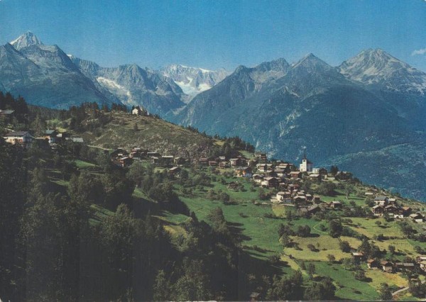 Zeneggen, Wallis. Bietschhorn, Breithorn, Gerstenhorn Vorderseite