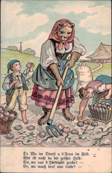 Dr Ma im Dienst u d'Frau im Feld... Vorderseite