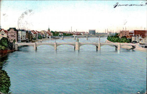 Basel/Blick von der Pfalz, rheinabwärts Vorderseite