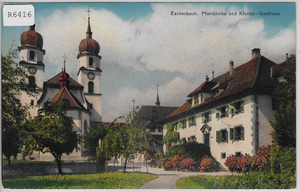 Eschenbach LU - Pfarrkirche und Kloster-Gasthaus - Litho