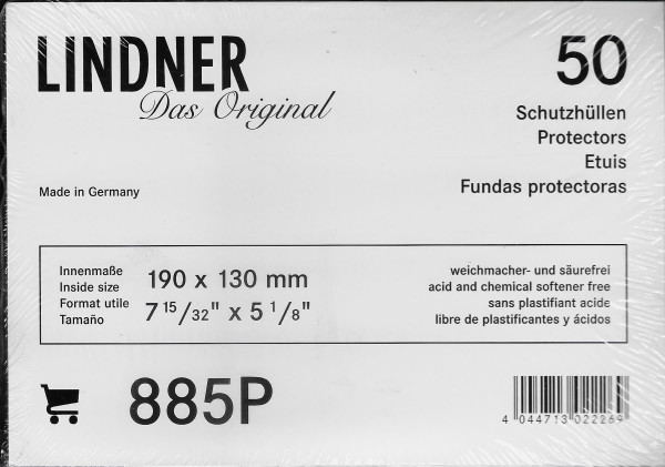 885P Lindner AK Schützhüllen 50er-Packung Innenmaß 190 x 130 mm