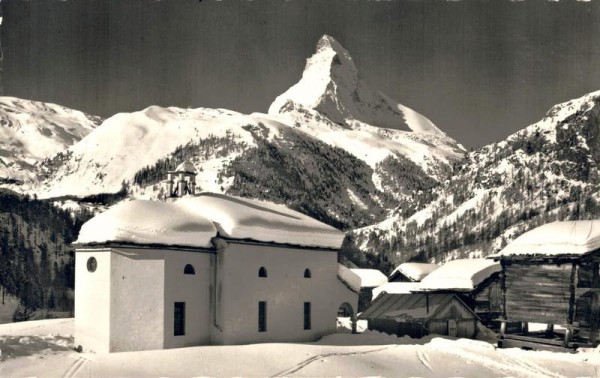 Kapelle Winkelmatt bei Zermatt, das Matterhorn Vorderseite