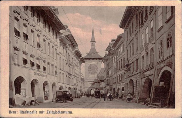 Bern, Marktgasse mit Zeitglockenturm Vorderseite