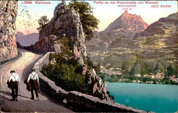 Walensee, Partie an der Poststrasse von Weesen nach Amden Vorderseite