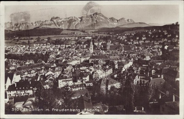 St. Gallen, mit Freudenberg und Säntis Vorderseite
