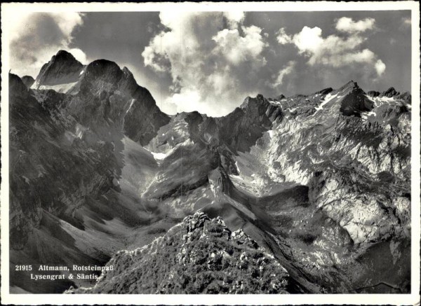 Altmann, Rotsteinpass, Lysengrat und Säntis Vorderseite