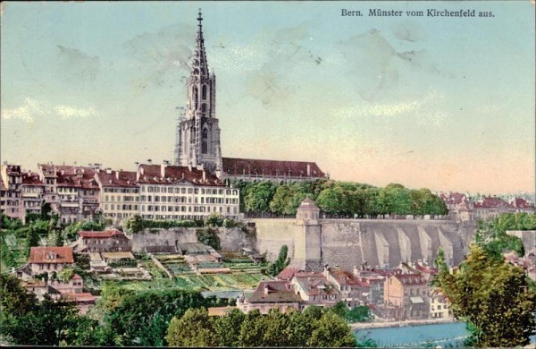 Bern. Münster vom Kirchfeld aus. Vorderseite