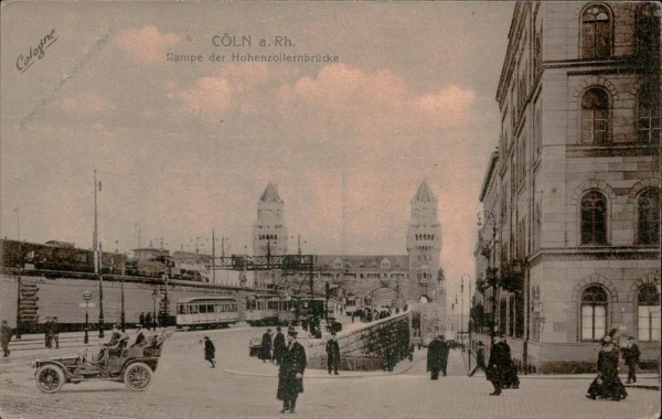 Cöln a.Rh., Rampe der Hohenzollernbrücke Vorderseite