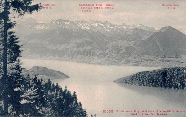 Blick vom Rigi auf den  Vierwaldstättersee Vorderseite