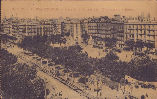 Barcelona, Plaza de la Universidad - Monumento à Robert